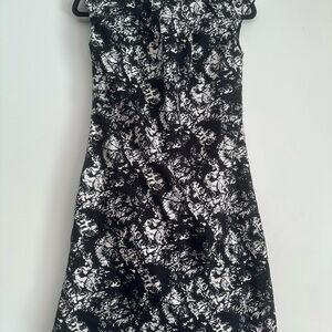 Jacob Black and White Mock Neck Cap Sleeve Midi Dress